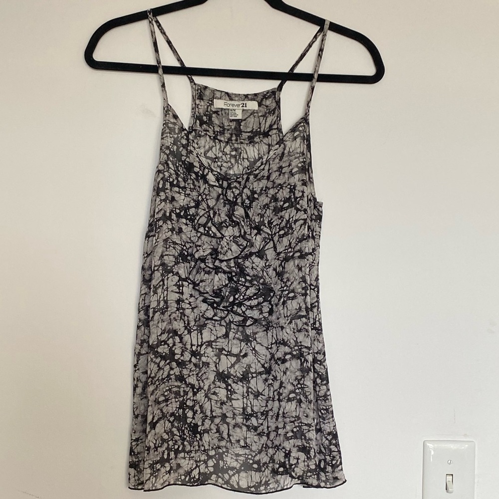 Forever 21 XXI Sheer tank black & white blouse size medium